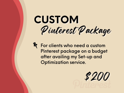 A custom Pinterest Service Package for a lower price of $200/month