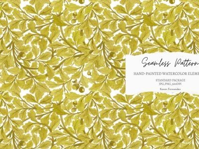 Hand-painted seamless watercolor patterns for commercial use