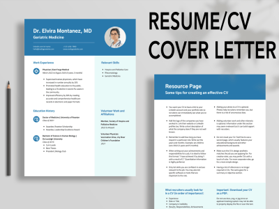 Modern, professional resume, CV, and Cover letter
