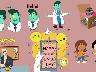 An animated 2d Cartoon characters, Stickers, GIF, social media & ads