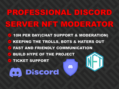 NFT Discord Moderator, Crypto Discord Server, Community Manager, Admin