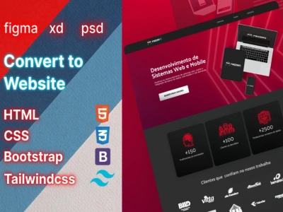XD, PSD, Figma converted to HTML, CSS, Bootstrap, Tailwind | Upwork