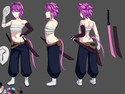 2d character anime sprite sheet concept for games