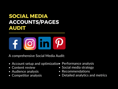 A detailed Audit of your Social Media accounts and pages.