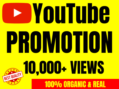 Youtube views 10000+ YouTube views, video Promotion views ! youtube views