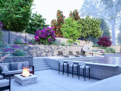 3D backyard, landscape design