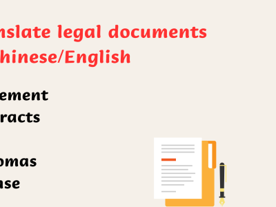Legal Agreement translated to Chinese or English within 2 days
