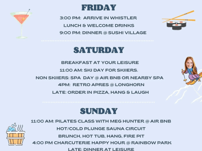 Beautifully laid out event itinerary