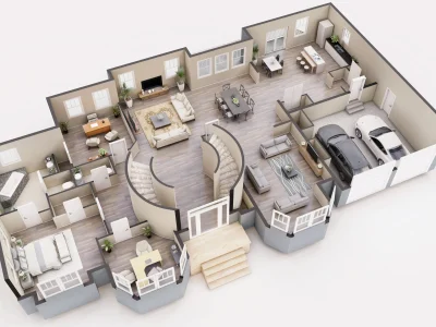 A high quality and detailed 3D floor plan rendering!