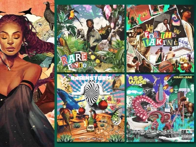 A stunning music album cover design with unique collage art