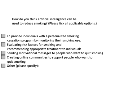 A questionnaire about artificial intelligence in reducing smoking