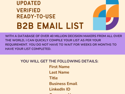 Verified email list of 1,000 US small business (>20 employees)owners