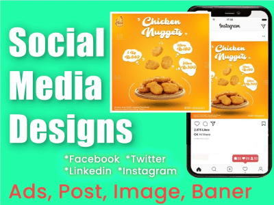 Social media designs post ads for Facebook, Twitter, Instagram or LinkedIn