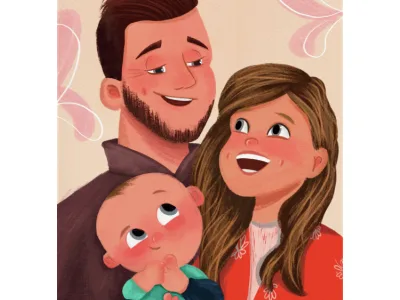 A family illustration potrait