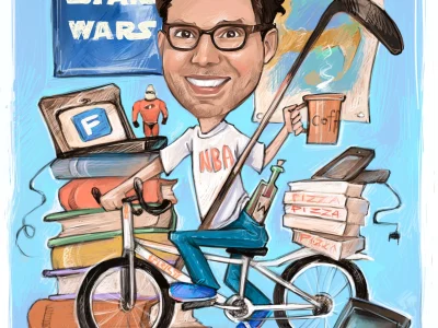 Funny bright cartoons and caricatures