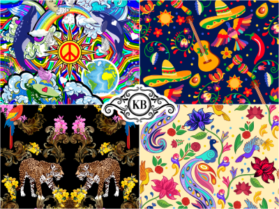 Seamless textile print patterns for clothing and apparel