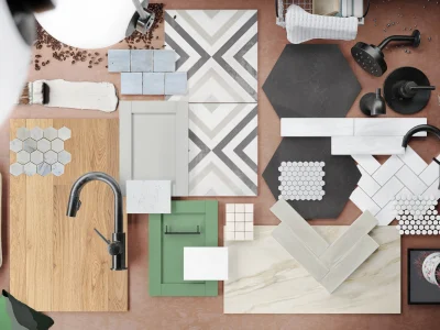 A realistic interior design mood board