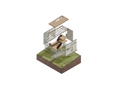 Axonometric, isometric and orthographic architectural drawings.
