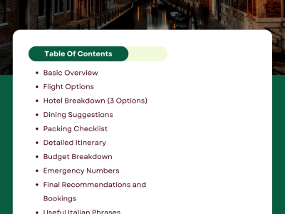 A tailor made travel itinerary