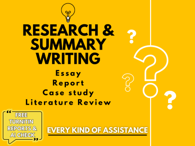 Research & Summary Writing, Essay, Report, Case study, Literature Review