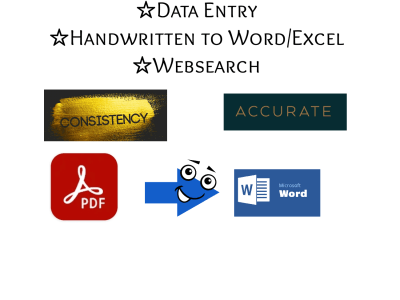 Consistent data entry, typing and PDF conversion to Microsoft Word & Excel