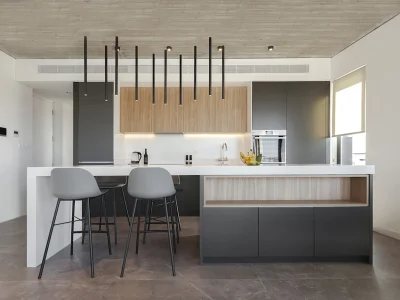 A unique kitchen / bathroom through a detailed and up-to-date design