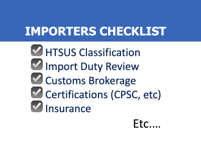 A checklist of all considerations for importing into the USA