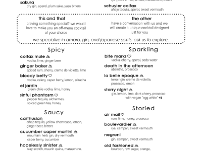 A legible, classy, branded bar menu for print and web