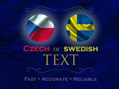A text or article in czech, swedish or english