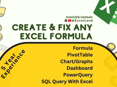 Create and fix Excel data, formulas, formatting, SQL with Excel | Upwork