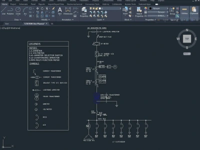 Electrical design, single line diagram by using AutoCAD | Upwork