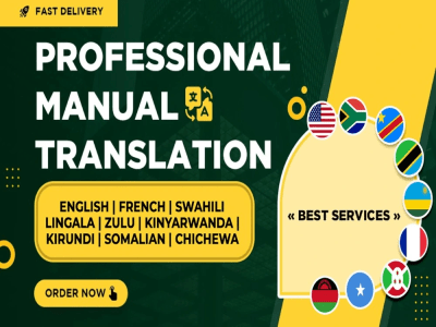 A manual translation into English, French, Swahili, Kinyarwanda, and Zulu
