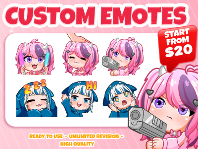 Design chibi animated emotes and badges for twitch, discord, kick