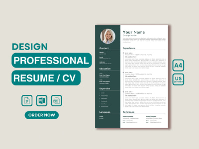 A professionally designed resume, CV and cover letter in Microsoft word