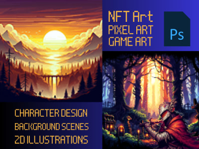 Professional pixel art 2D Illustrations for games or NFT.
