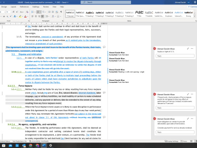 A draft of a commercial contract or agreement.