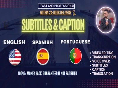 Add subtitles and transcription to video in English, Spanish, Portuguese