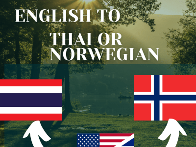Translate English to Thai or norwegian and vice versa