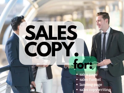 Sales copy for a sales page, sales funnel, landing page, sales copywriting