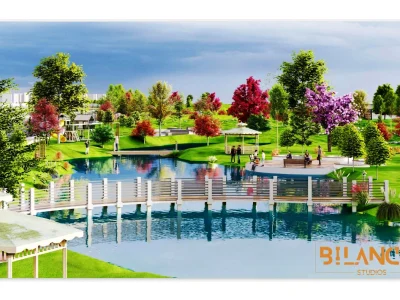 Design 2d site plan and 3d landscape exterior architecture In Sketchup