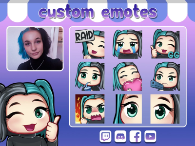 A unique custom hand-drawn emotes for twitch or any other platform