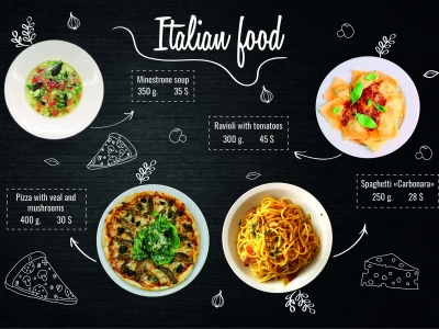an amazing menu for your restaurant.