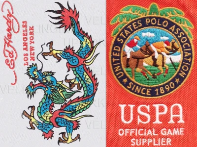 A manually digitized embroidery file with an Image mock-up