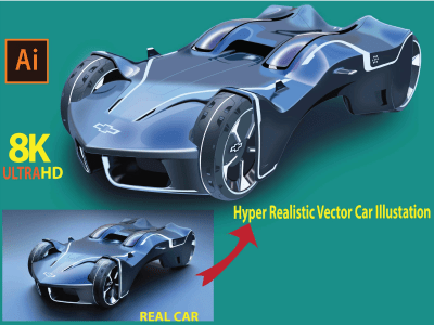 Your car, bike, plane in awesome Hyper-realistic vector illustration.