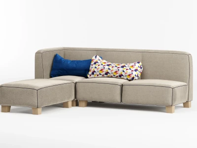 A realistic 3D sofa with textures and unwrapped