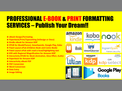 Best formatted eBook (EPUB, Amazon Kindle Mobi/KPF, Paperback,eBook Design)