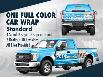 A professionally designed full color car wrap or vehicle wrap