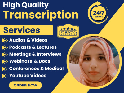 Top-Notch transcription of audios/videos/docs within 24 hours. Quick TAT