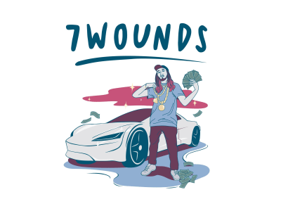 A highly appealing hand drawn illustrated T-shirt design