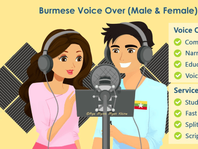 A studio quality Burmese voice over recording (Male and Female)